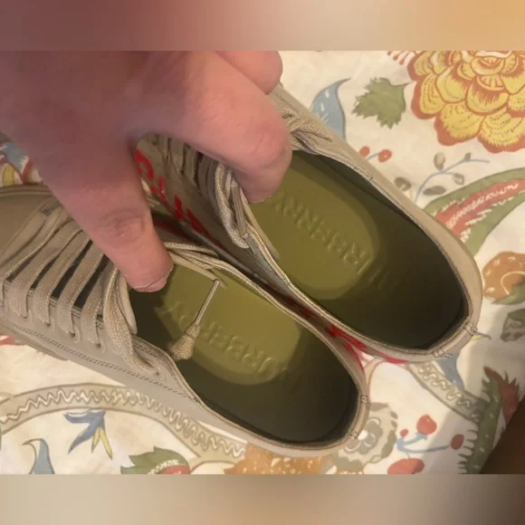 Authentic Burberry Dark HoneyLow Top Larkhall Sneaker with Red Lettering,37(7) - Picture 7 of 13